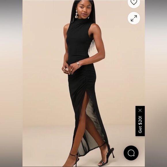 NWT Lulus black mesh mock neck dress. Sz M - Picture 2 of 6